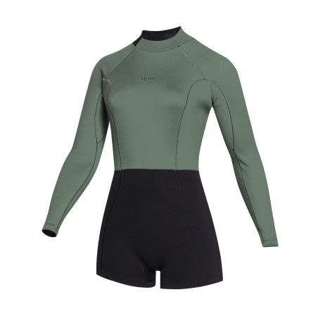 MYSTIC - MUTINO SHORTY DONNA 3/2 LUNAR MANICA LUNGA DARK OLIVE